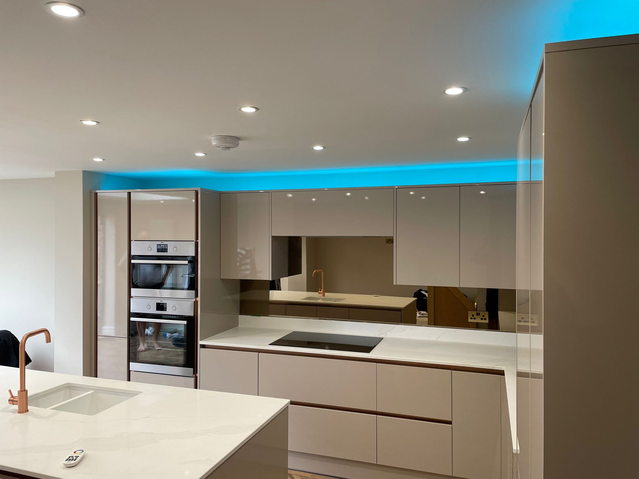 Kitchen electrical refit with new LED lights.