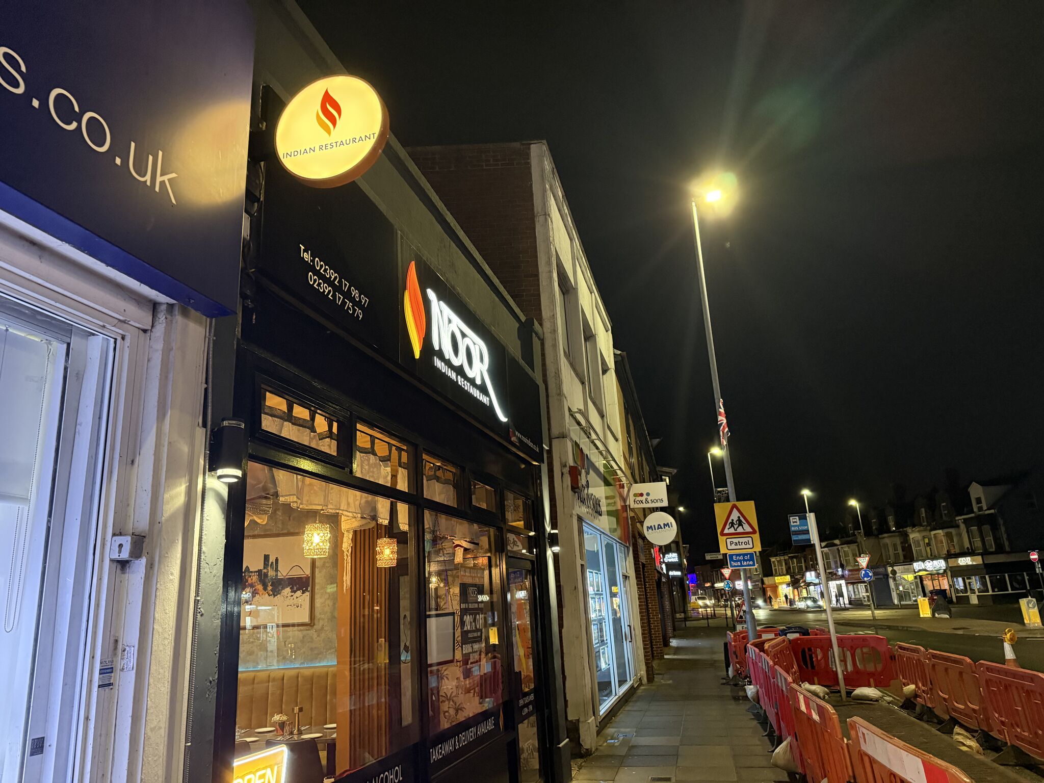 Indian takeaway resturant Noor.